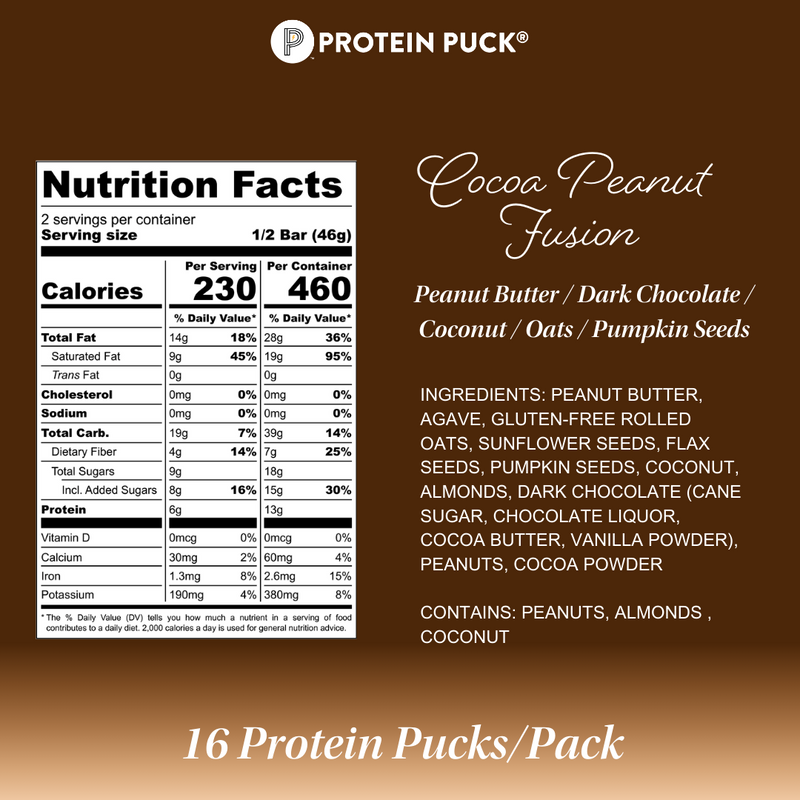 Cocoa Peanut Fusion Full Size (Peanut Butter, Chocolate) (16 - 3.25oz Bars)